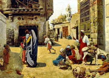  orientaliste - Une scène de rue au Caire Alphons Leopold Mielich scènes orientalistes